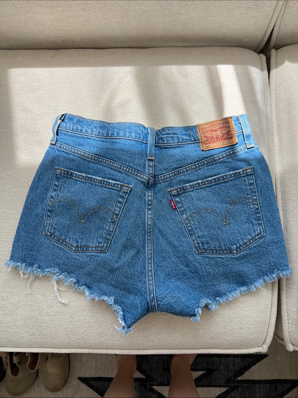 Levi's Blue Distressed Cutoff Denim Shorts